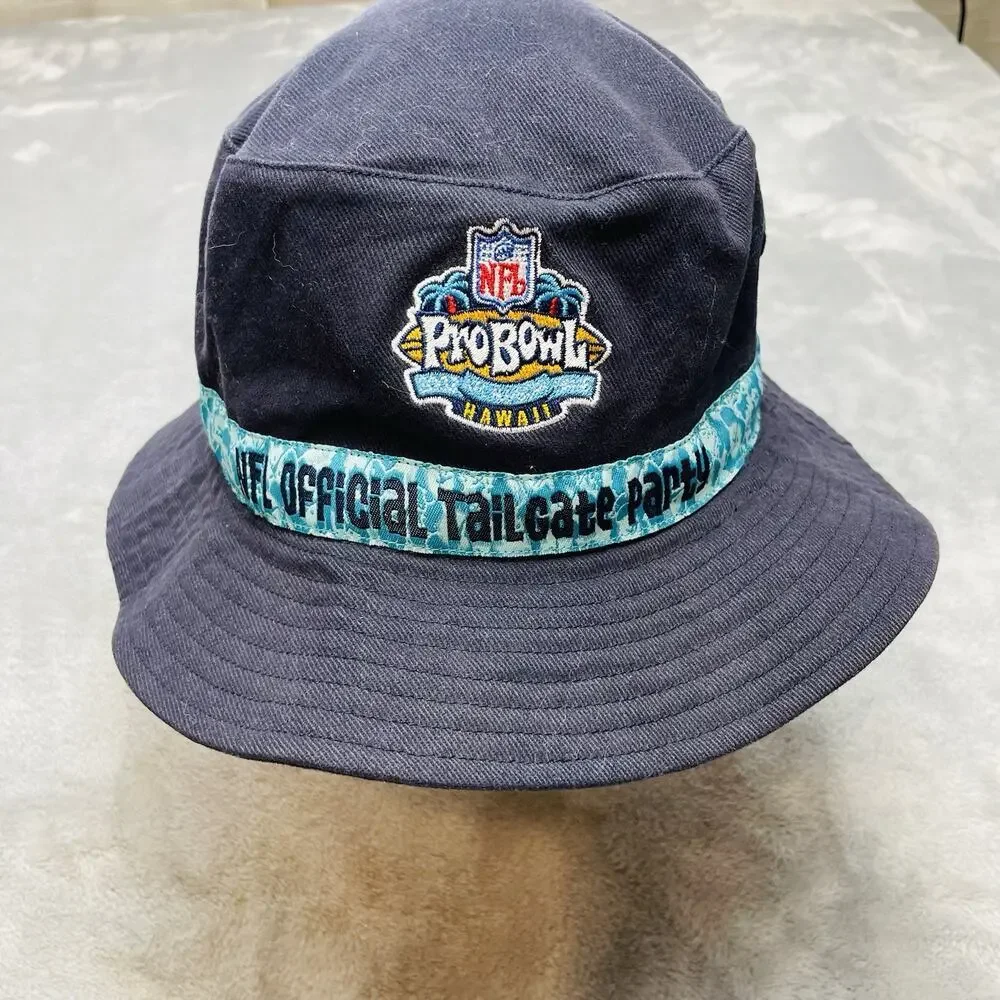 Vintage NFL Pro Bowl Hawaii Bucket Hat Navy 100% Cotton Tailgate Party 2003‎